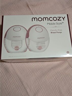 Momcozy Hands-Free Breast Pump - White & Pink